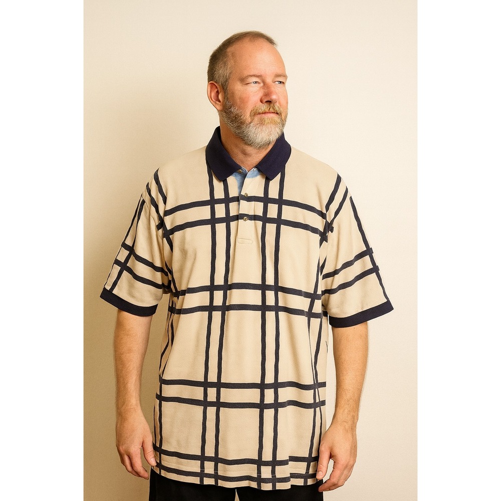 Knights Of The Round Table Neutral‎ Tan Stripes Contrast Blue Collar  Large L